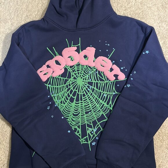 Sp5der OG Web Hoodie Navy - Picture 1 of 2